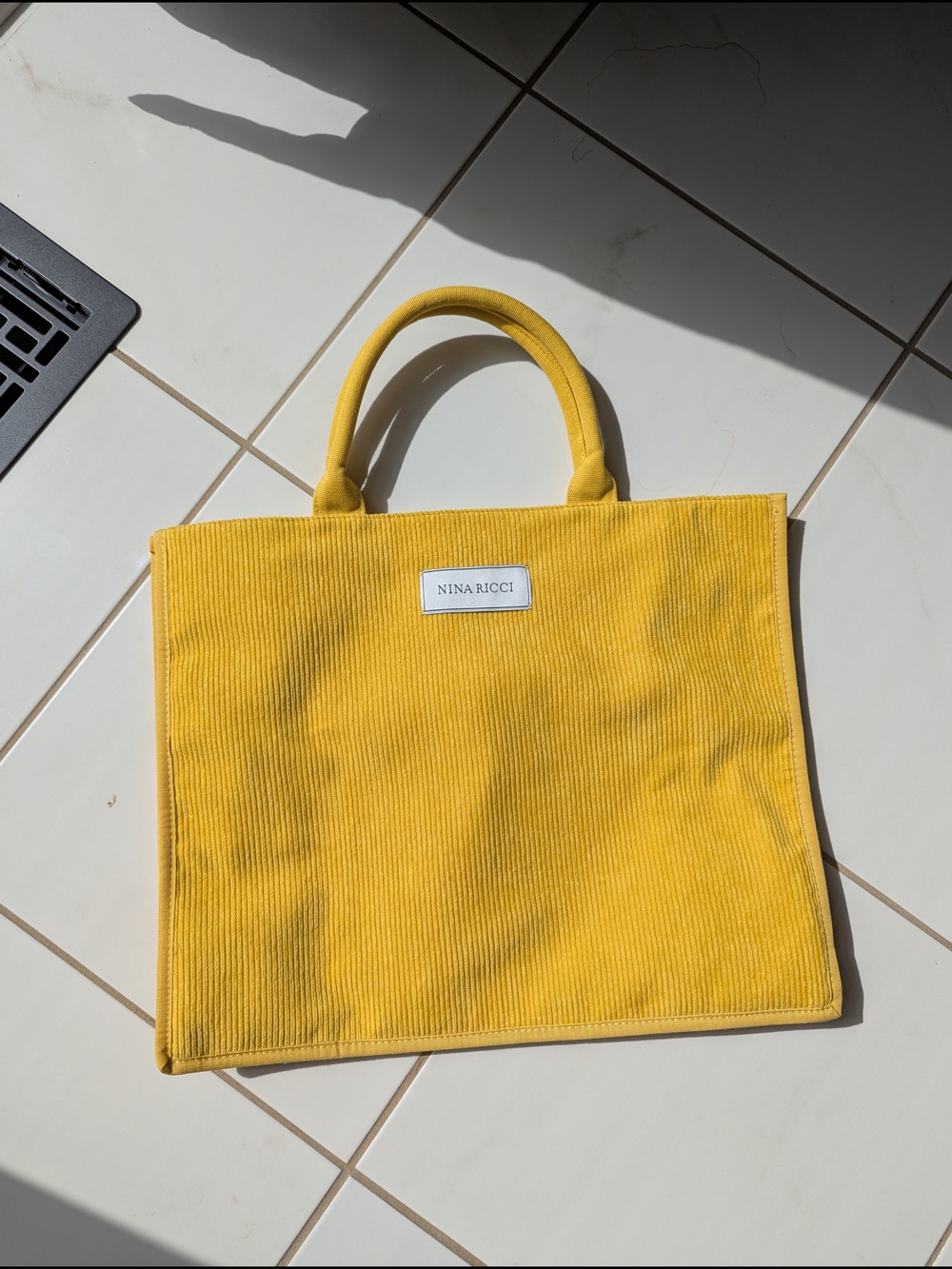 Nina Ricci Bright Yellow Corduroy Tote Bag